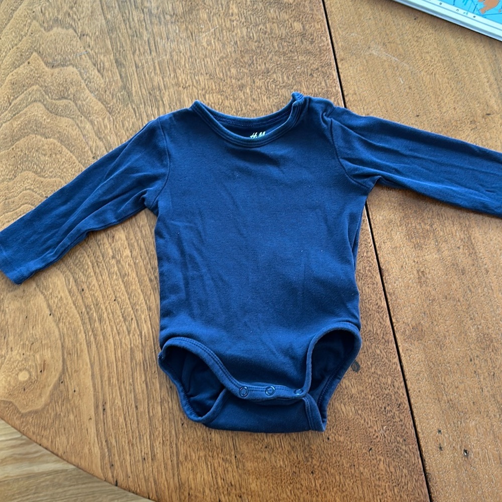 Navy blue cotton long sleeve body suit
